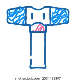 vetor de esboço de ícone de doodle de martelo de face macia. sinal de martelo de face macia. ilustração de símbolo isolado