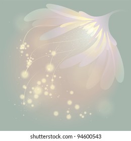 Soft fairy flower at spring sunrise