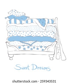 Soft fairytale bed - vector illustration