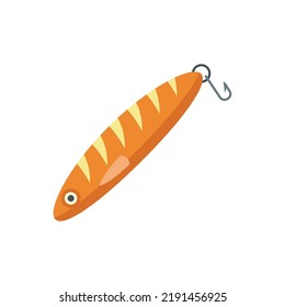 Soft fish bait icon. Flat illustration of soft fish bait vector icon isolated on white background