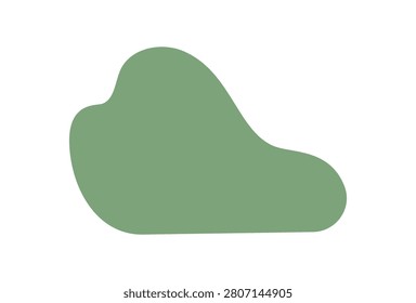 Soft flat green bush foliage shape. Minimal shrub plant silhouette as organic shape and greenery icon for lawn or garden. Simple foliage with grass and greenery for outdoor hedge decor on white