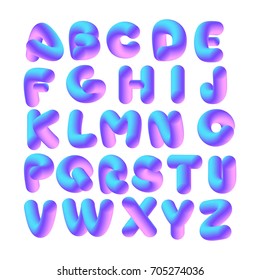 Soft flexible neon 3D alphabet on a white background. Vector isolated letters.