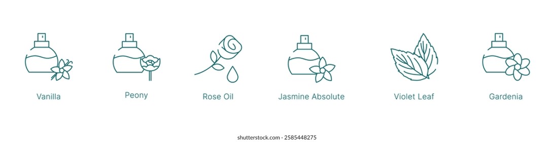 Soft and Floral Fragrance Notes Vector Icon Set
