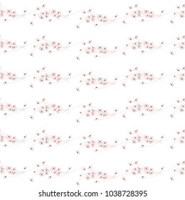 Soft Floral Seamless Pattern with hand drawn doodle small-scale flowers. Sakura blossom. Delicate romantic background for wallpaper, textile, wrapping paper, invitation cards, nursery, apparel. Vector