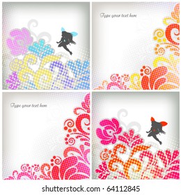 Soft floral vector background set