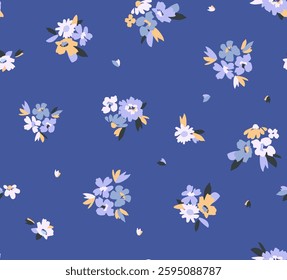 soft  flower print. seamless background.
blossom pattern on a light background with a  wild  flowers of different sizes artwork for tattoo, fabrics, souvenirs, packaging, greeting cards