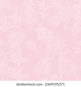 Soft flowers pattern. Stylish trendy fresh flowers background. Seamless vector summer pattern