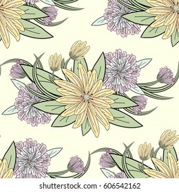 Soft flowers pattern. Flowers vector texture