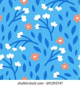 Soft flowers seamless pattern. Lily of the valley background. Floral seamless background for textile, fabric, covers, manufacturing, wallpapers, print, gift wrap and scrapbooking.