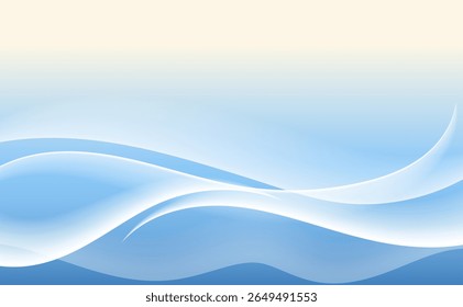 Soft flowing abstract white wave in blue gradient background