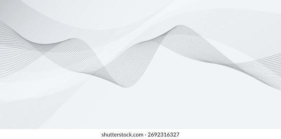 Soft flowing lines create a modern abstract background in shades of white and gray, with intersecting waves giving a clean and minimalist feel perfect for design projects
