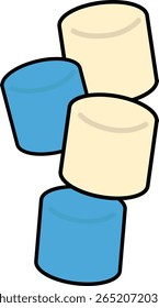 Moles e macios marshmallows redondos em duas cores