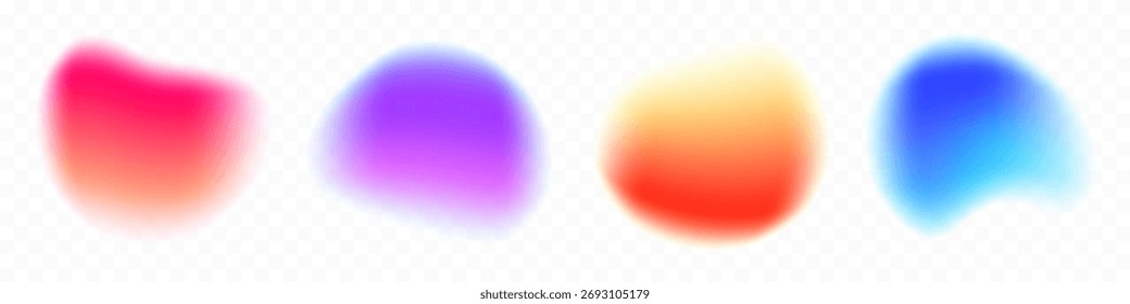 Bolhas ou manchas suaves e fluidas apresentam um efeito de aura colorido isolado em um fundo transparente