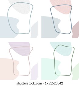 Formas de encubrimiento de afiches de líquido suave con fondo moderno de colores pastel. Plantillas vectoriales para carteles, pancartas, tarjetas, invitaciones, volantes, etiquetas e informes. Ilustración vectorial eps 10.