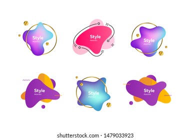 Soft fluid shapes with text sample. Dynamical colored forms. Gradient banners with flowing liquid shapes. Template for design of webinar, commercial or presentation. Vector illustration