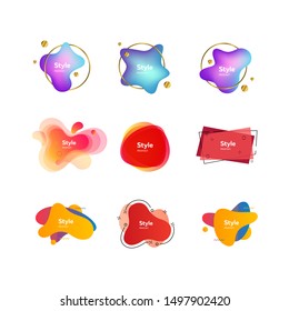 Soft fluid shapes with text sample. Dynamical colored forms. Gradient banners with flowing liquid shapes. Template for design of webinar, commercial or presentation. Vector illustration