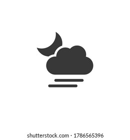 Soft fog, cloud and moon. Icon. Night weather glyph vector illustration