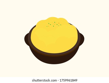 Soft food made by melting and steaming eggs.
