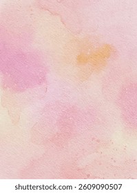Soft galaxy-inspired watercolor texture in shades of yellow and pink with splashes. Ideal for dreamy backgrounds, scrapbooking, or celestial-themed designs