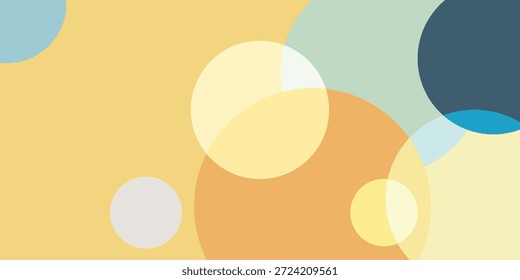 Un fondo abstracto suave y suave con círculos superpuestos en tonos pastel de amarillo, naranja, azul y verde.