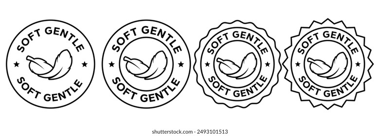 Soft gentle badge icons. Soft floating feather badge label. Vector illustration.