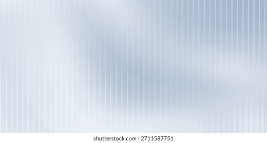Soft glass ripple gradient in icy pale blue and lavender hues. Delicate reeded texture with frosted distortion effect and minimal vertical blur. Glass texture, vector illustration