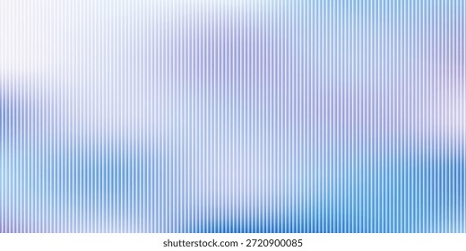 Soft glass ripple gradient in icy pale blue and lavender hues. Delicate reeded texture with frosted distortion effect and minimal vertical blur. Glass texture, vector illustration	