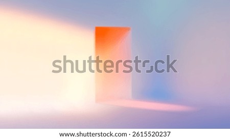 soft glow portal with warm light and pastel shadows.