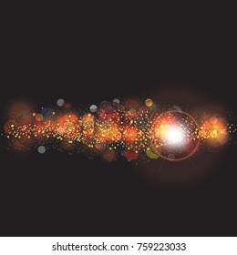 Soft glowing colored bokeh or abstract cosmic background with sparkling stars and lights. Illustrated vector.