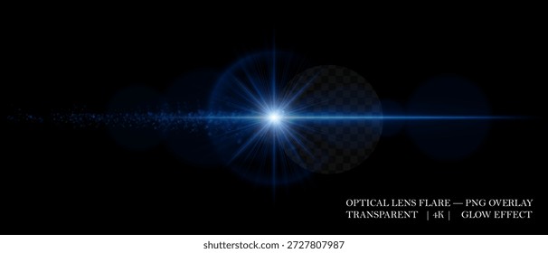Soft glowing lens flare with light particles, realistic glow, and reflection beams. Suitable for photo overlays, sci-fi visuals, and cinematic light compositions.