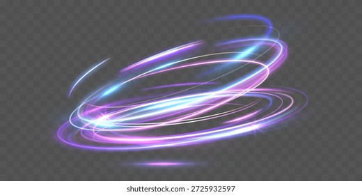 Las ondas suaves de luz brillante forman anillos lisos y líneas fluidas sobre un fondo oscuro. Los senderos luminosos suaves crean una iluminación abstracta atmosférica para fondos y superposiciones modernos.
