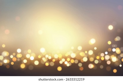 Luces brillantes suaves Bokeh con tonos cálidos de la puesta del sol Elegante desenfoque de puntos dorados y pastel sobre fondo degradado, decoración de fondo