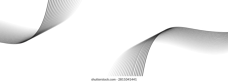 Soft glowing lines in monochrome wave flow against dark backdrop