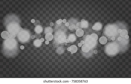 Soft glowing white bokeh lights. Illustrated vector.
