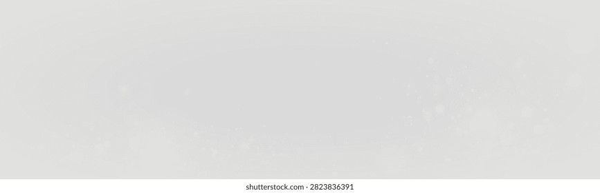 Soft glowing white light particles scattered on a pale gray background on transparent background
