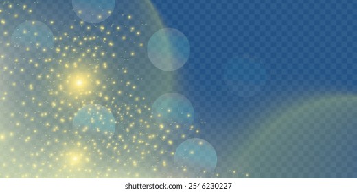 Suave efecto de luz bokeh dorado. Brillante diseño de vacaciones y fiesta. EPS10