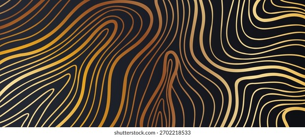 Curvas de ouro suave ecoam anéis de árvores e ondas de areia sobre uma fundação escura. Perfeito para marcas de luxo, modelos modernos e desenhos abstratos geométricos.