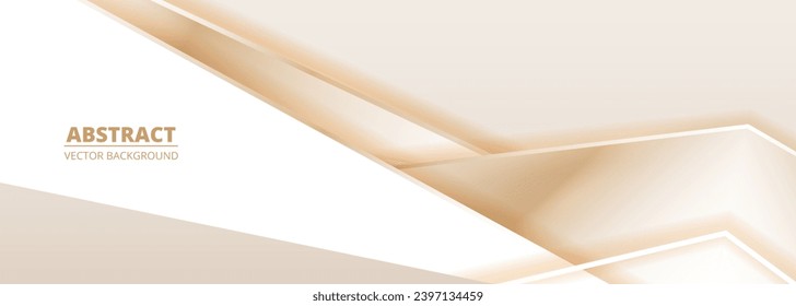 Soft gold modern abstract background with shadows and geometric shapes. Luxury vector illustration golden wide banner