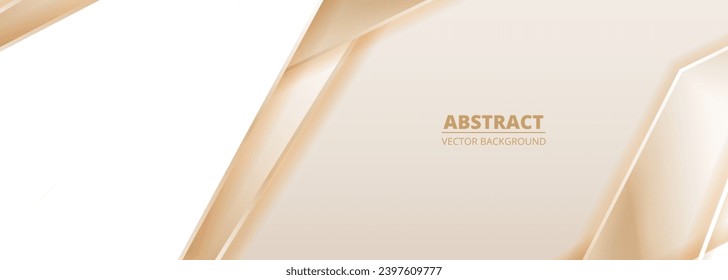 Fondo abstracto moderno de oro suave con sombras y formas geométricas. Banner ancho de oro de ilustración vectorial de lujo