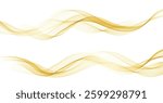 Soft Gold Smoke Gradient Transparent Wave Background. Colorful Flowing Wavy Lines isolated on white background.