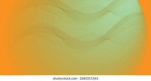 Weicher goldener Rauchverlauf transparenter Wellenhintergrund. Bunte fließende wellenförmige Linien einzeln auf gelbem Hintergrund