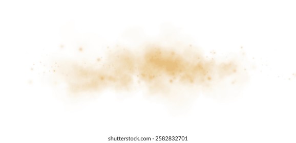 A soft golden dust cloud with glowing sparks, giving a magical and dreamy atmosphere on a white background.