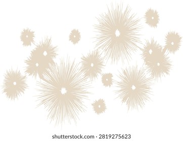 Soft golden firework explosions cluster background vector illustration isolated on white