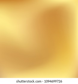 Soft golden gradient. Blurred abstract background. Gold gradient blurry blend. Holographic illustration. Smooth texture. Beautiful natural light vector. Holographic soft golden mesh. Light design.