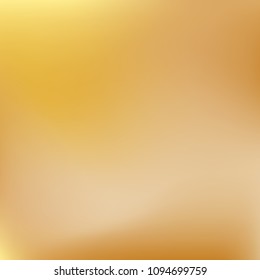 Soft golden gradient. Blurred abstract background. Gold gradient blurry blend. Holographic illustration. Smooth texture. Beautiful natural light vector. Holographic soft golden mesh. Light design.