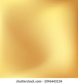 Soft golden gradient. Blurred abstract background. Gold gradient blurry blend. Holographic illustration. Smooth texture. Beautiful natural light vector. Holographic soft golden mesh. Light design.