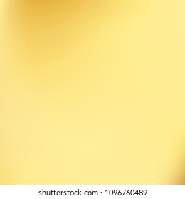 Soft golden gradient. Blurred abstract background. Gold gradient blurry blend. Holographic illustration. Smooth texture. Beautiful natural light vector. Holographic soft golden mesh. Light design.