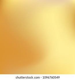 Soft golden gradient. Blurred abstract background. Gold gradient blurry blend. Holographic illustration. Smooth texture. Beautiful natural light vector. Holographic soft golden mesh. Light design.
