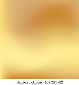 Soft golden gradient. Blurred abstract background. Gold gradient blurry blend. Holographic illustration. Smooth texture. Beautiful natural light vector. Holographic soft golden mesh. Light design.