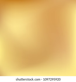 Soft golden gradient. Blurred abstract background. Gold gradient blurry blend. Holographic illustration. Smooth texture. Beautiful natural light vector. Holographic soft golden mesh. Light design.